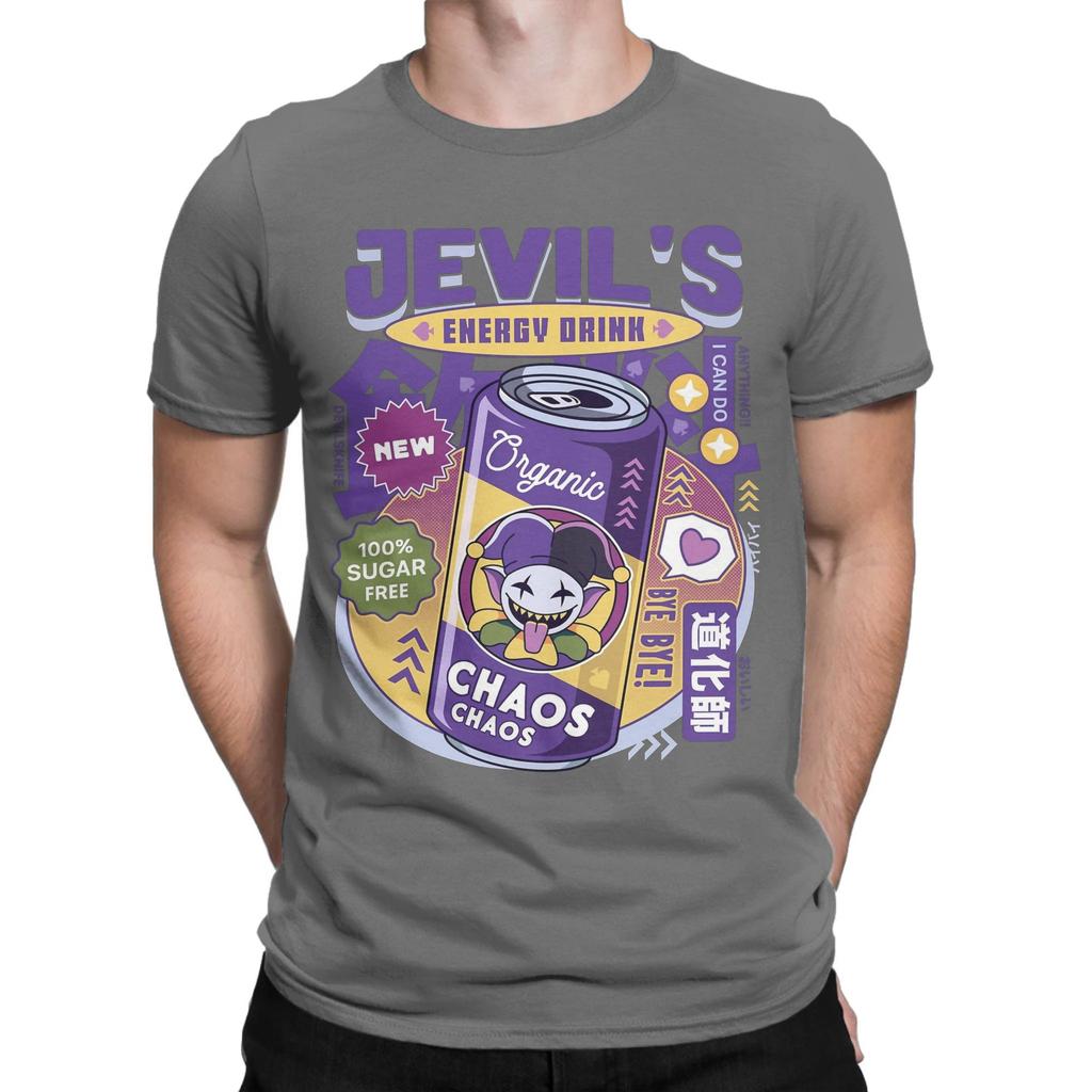 Jevil Energy Drink Deltarune T Shirt Beach  Leisure TShirts Mens Cotton O Neck Plus Size Tees ShortSleeve Streetwear Tshirt