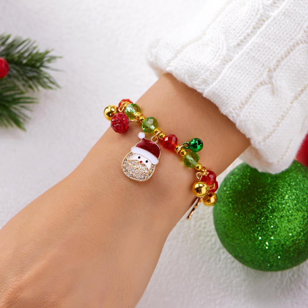 Simple Christmas Santa Claus Snowflake Gingerbread Man Bracelet for Women Crystal Charming Party Gift Daily Festival Jewelry