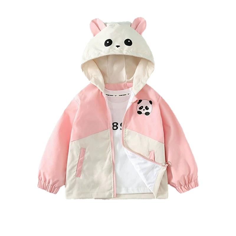 1-7 Years Kids Pandas Style Hooded Coat Zipper Closure Jacket