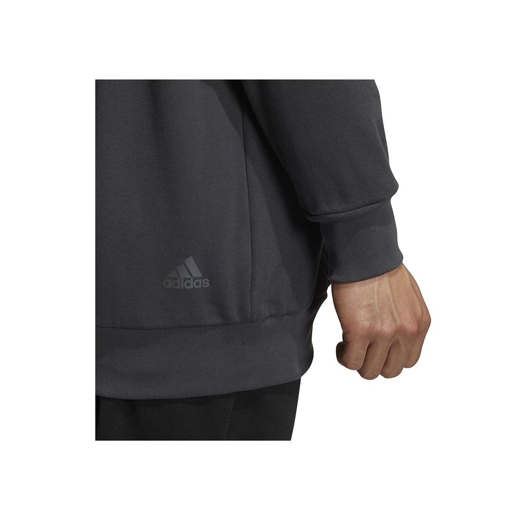 Adidas Alphabet Print Pattern Drawstring Pullover Hoodie Sweatshirt Jacket Men Outerwear Grey HZ7028