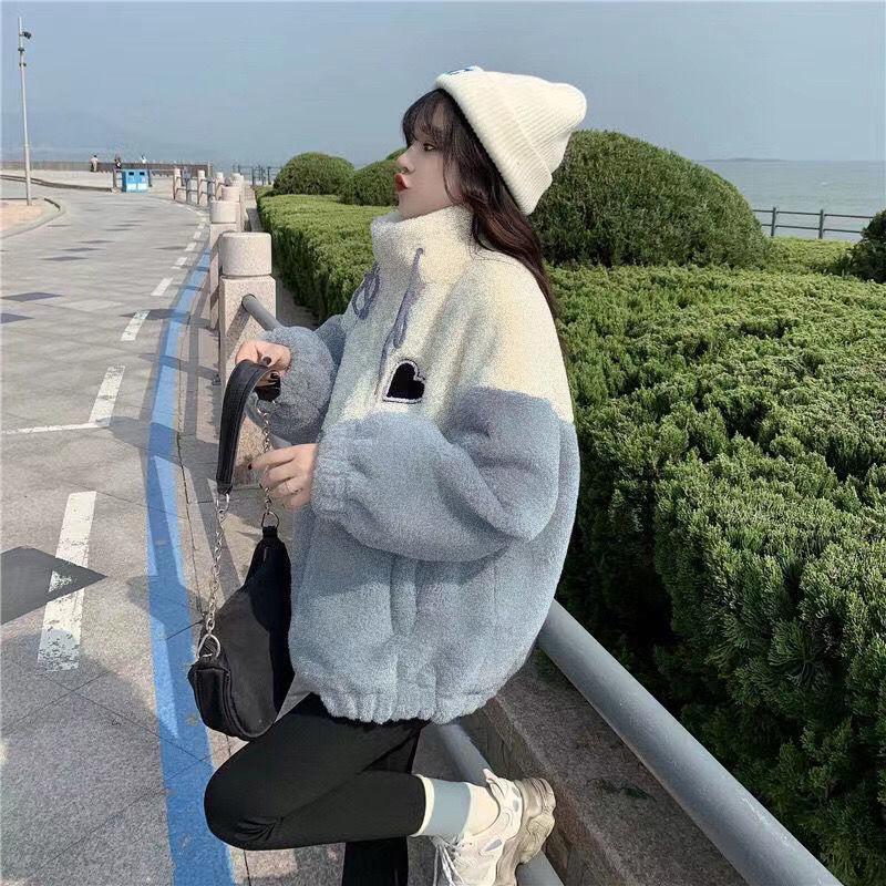 2024 Women's Lambskin Jacket: Trendy Korean-Style, Loose, Thickened, Autumn & Winter Coat for Junior & High School Students