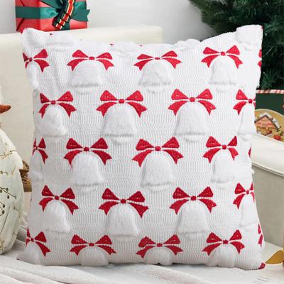 Christmas Pillowcase Festive Decorative Pillow Cover with Christmas Tree Bells Santa Claus Pattern Holiday Home Decor