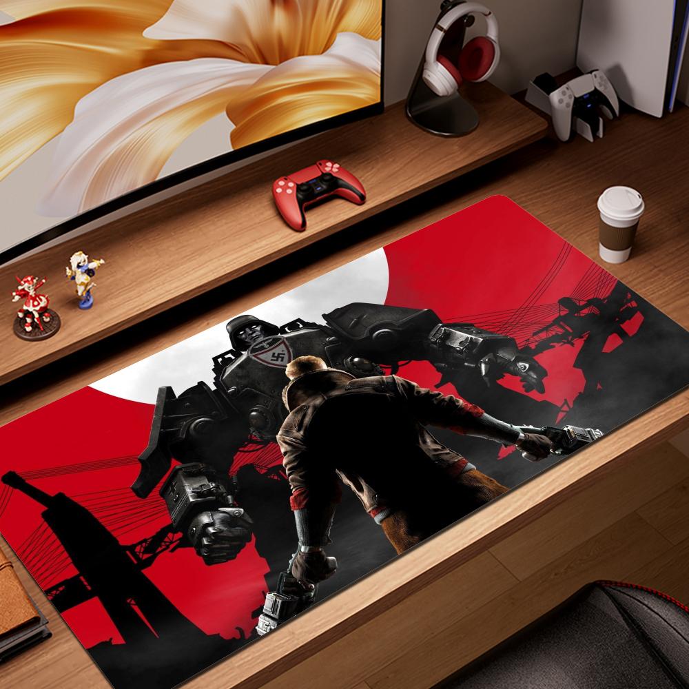 HYBXAXC Mouse Pad Wolfenstein Mousepad Large Keyboard Desk Mat Gaming Mouse Pad LockEdge Non-slip Mat Keyboard Mousepad 90x40