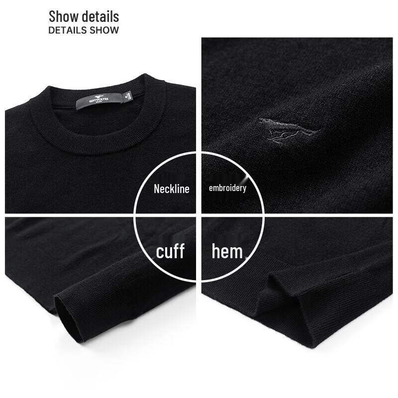 SEPTWOLVES Men's 100% Merino Wool Round Neck Sweater