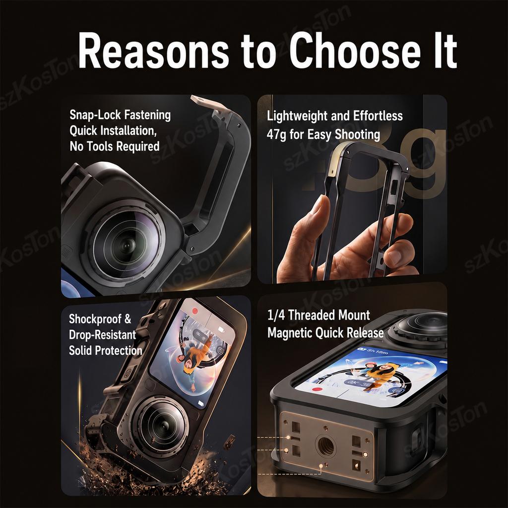 Metal Camera Cage for Insta161 X6 Expansion Protective Frame Case Shell Protector for Insta161 Camera Photography Accessories
