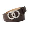 Double Circle Round Buckle Inlaid Rhinestones Sweet Decorative Dress Women'S Belt Jeans Belt