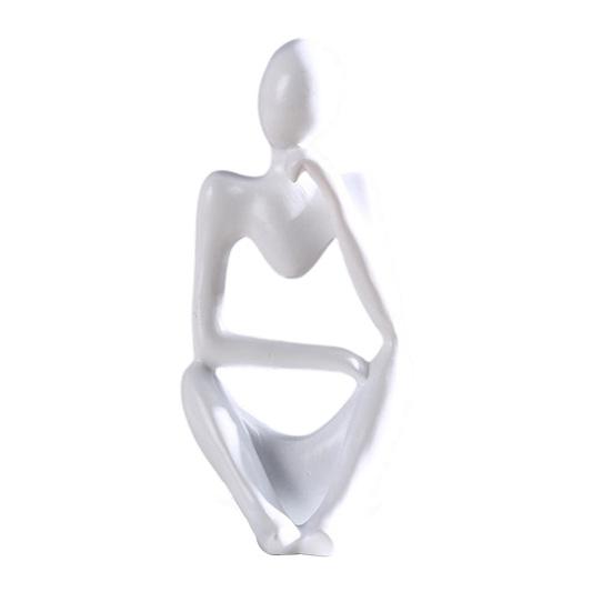jijijing Thinker Statue, Modern Abstract Art Sculpture, 3D Printed Collectible Figurine for Home Office Bookshelf Desktop Decor B белый