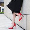Wind High Heels One-word Buckle Belt Simple Metal Thin Heel High Heel Shallow Mouth Pointed Hollow Sexy Single Shoes