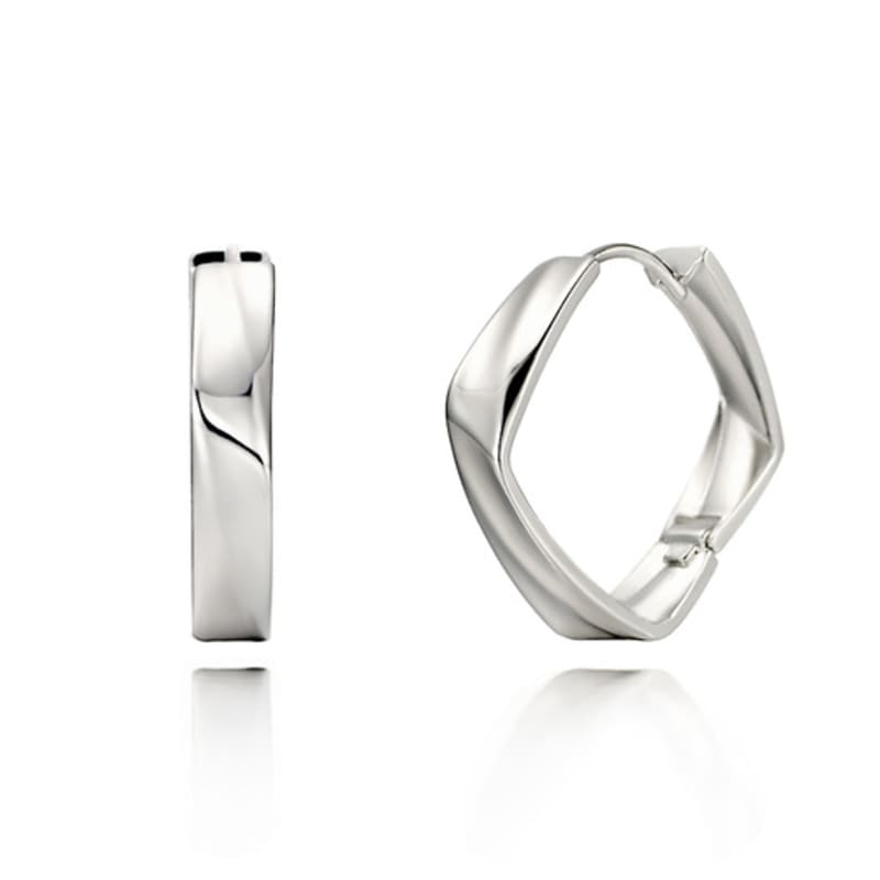 GEIGER Jewelry Square Ring One-Touch Silver Earrings GISVEE048