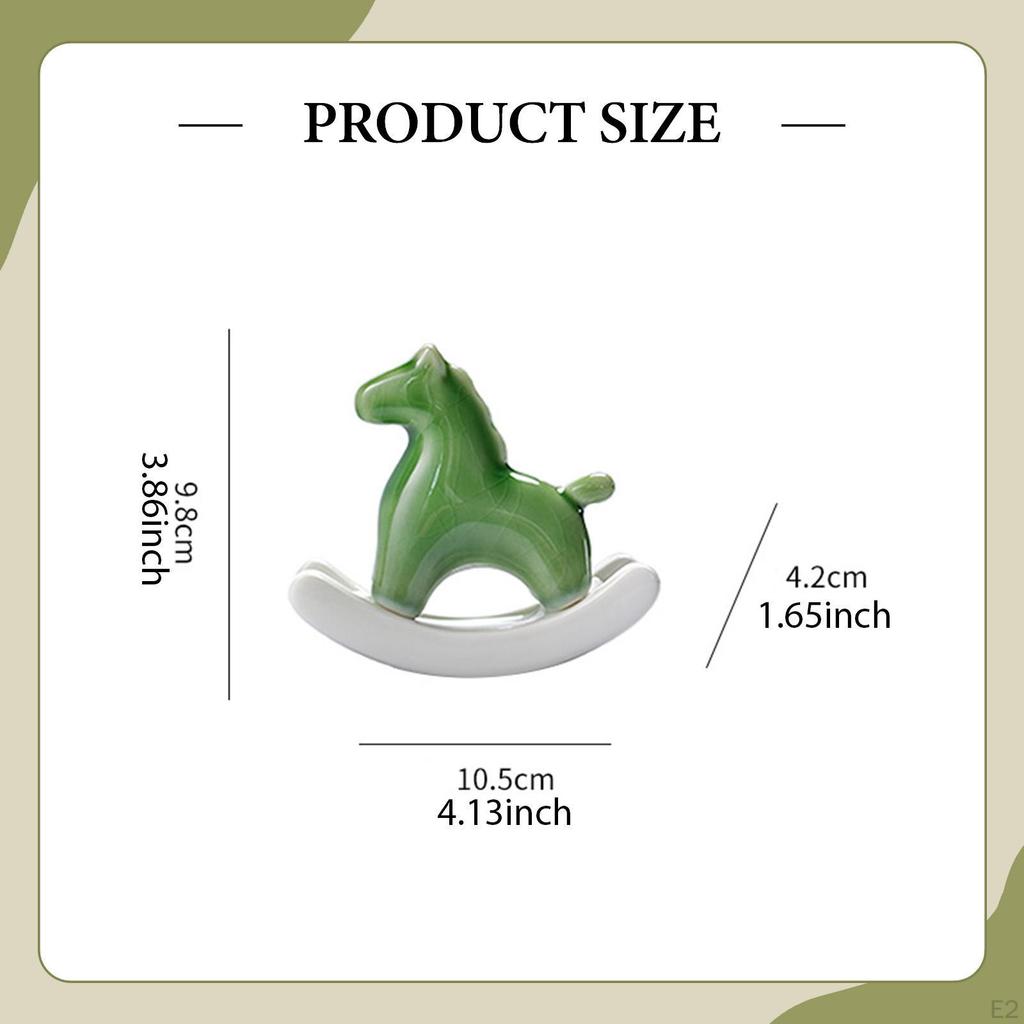 Miniature Horse Figurine Animal Sculpture Ceramic Tea Pet Rocking Statue for Living Room