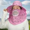 With Mask Sunshade Shawl Cap Floral Neck Protection Hat Portable Picking Tea Hat  Women