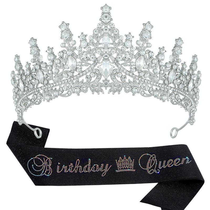 New Birthday Party Queen Crystal Crown Shoulder Strap Birthday Queen Glitter Pink Diamond Shoulder Strap Set 2026