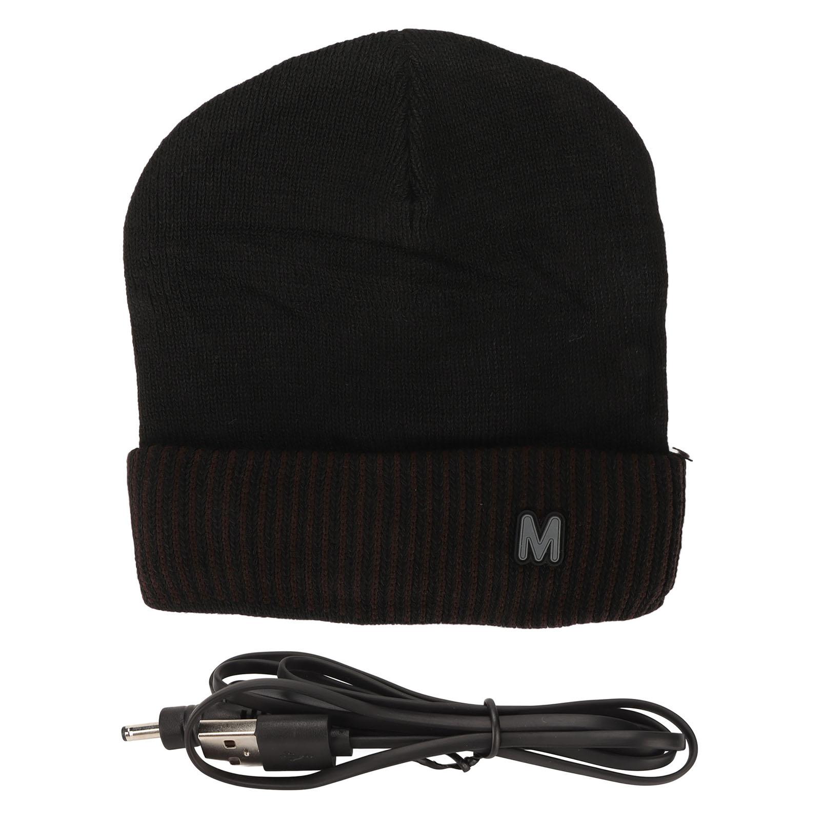 Электронная согревающая шапка с зарядкой через USB, термотолстая, мягкая вязаная шапка с подогревом для зимы