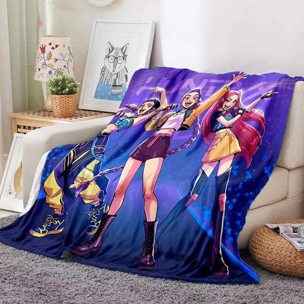 1pc KPop Demon Hunters Soft & Warm Flannel Blanket, Multi-Purpose Throw Blanket for Couch, Sofa, Office, Bed, Camping, Travel