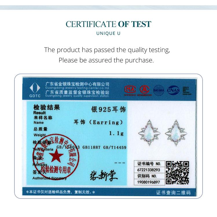 BAMOER Real 925 Sterling Silver Delicate Opal Ring & Stud Earrings for Women Promise Ring Fine Jewelry Set Wedding Party Gift