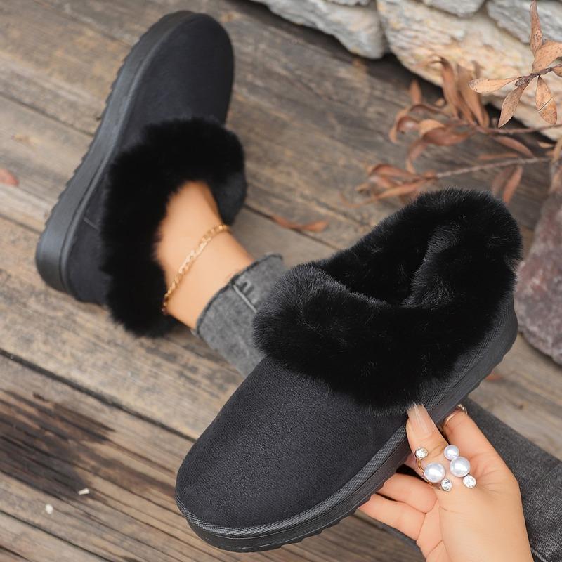 Foreign Trade New Large Size Flip Mouth Thick-soled Snow Boots Women's Cross-border Cloth Plush Warm Low-top Cotton Shoes