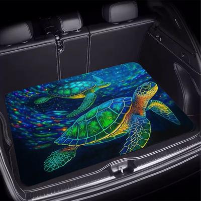 1Pcs Colorful Sea Turtle Car Trunk Mat with Anti Slip Cargo Liner Waterproof Rear Storage Protector Floor Mat for SUV Sedan Vehi