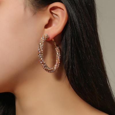 Chic European & American Cross-Border Circle Earrings: Trendy, Slim, Unique, Cold-Style Diamond Design.