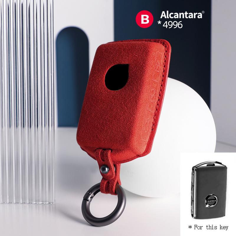 Interior Mouldings Alcantara For Volvo S90 S60 XC60 XC40 V60 V90 Car Key Case Holder Cover Shell Suede Keychain Remote Protector