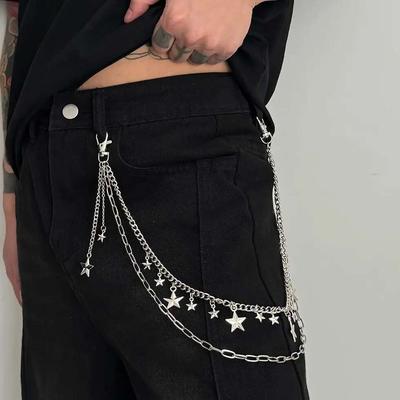 Ingemark Trendy Hip Hop Double Layer Jeans Pants Chain Men Women Creative Star Pendant Bag Waist Chain Steampunk Jewelry Gift