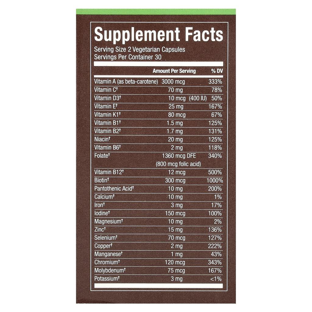 Multivitamin for Men Over 50, Veggie Capsules 60