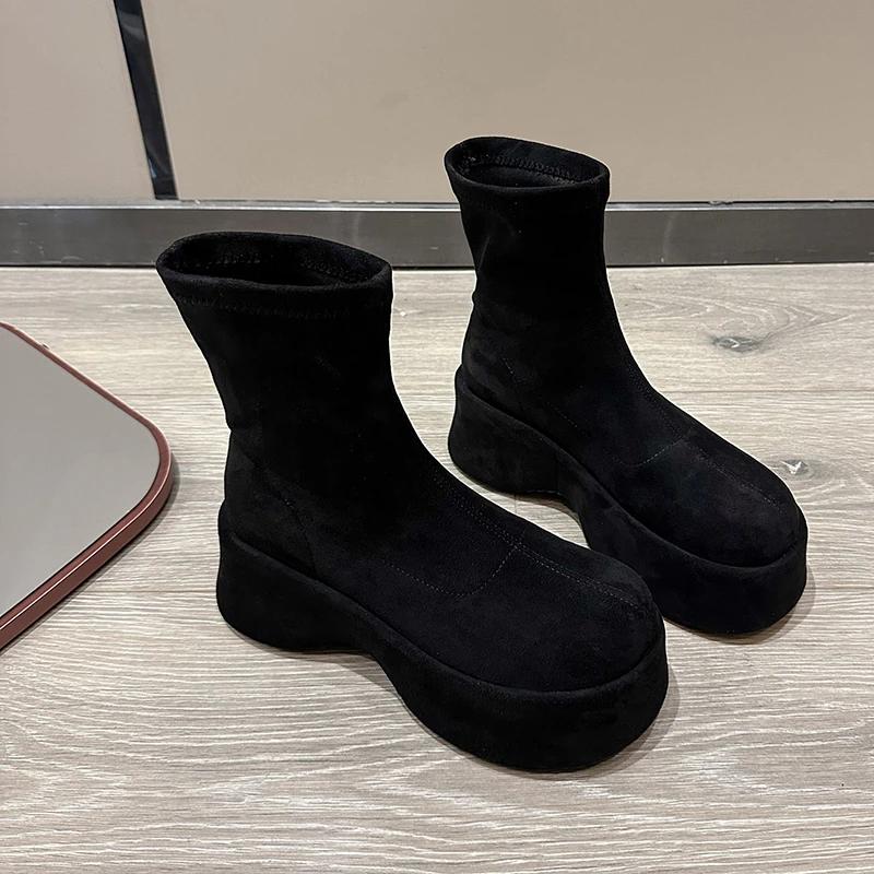 Women Platform Suede Ankle Snow Boots Fashion Flats Shoes Woman Winter 2025 Trend Cozy Warm Walking High Quality Botas Mujer