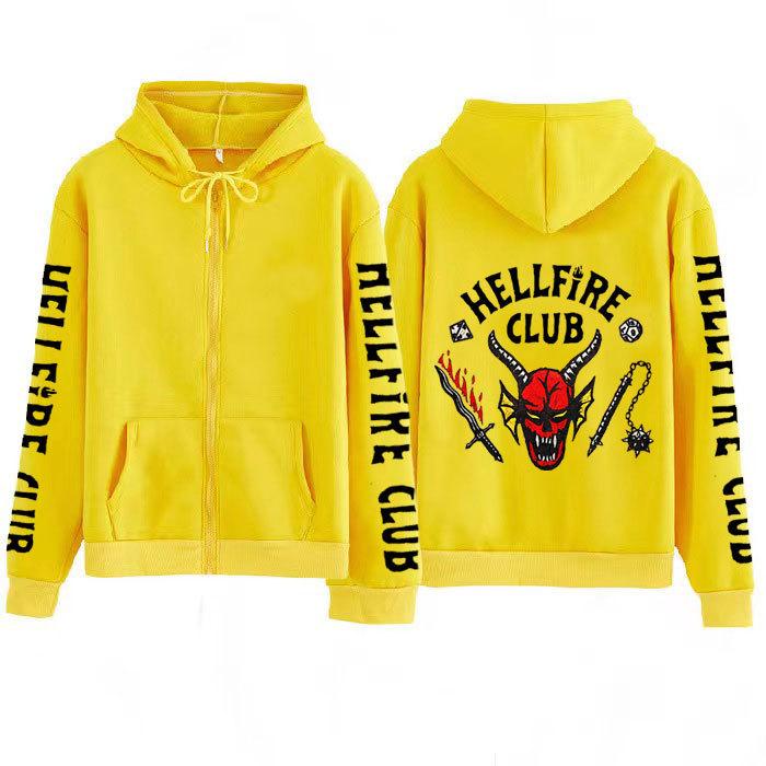 Stranger Things Printed Hooded Loose Zipper Jacket