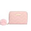 Women's short wallet, new wavy pattern embroidered hairball pendant, change bag, casual and fresh small card bag.