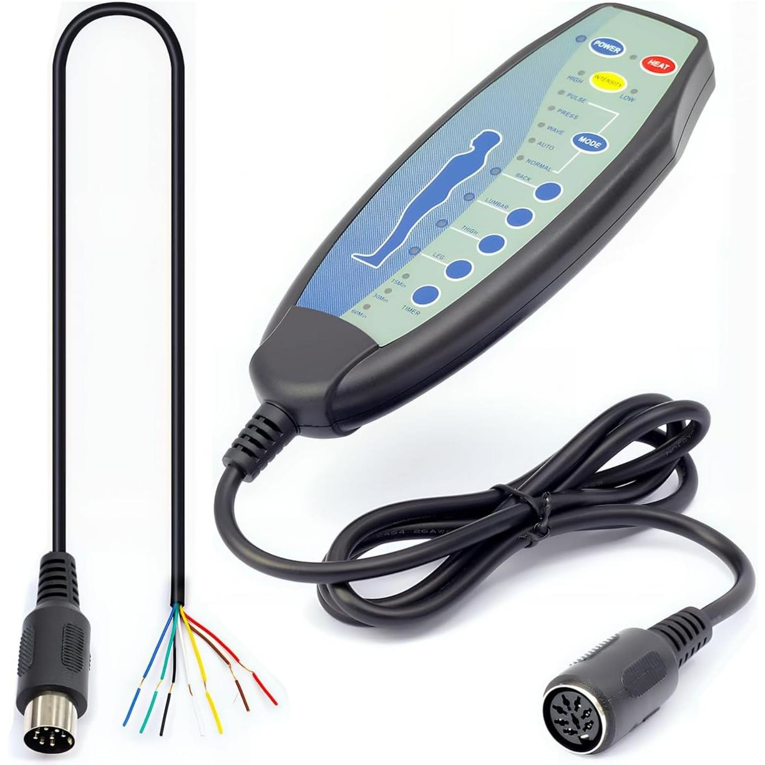 

8Female Pin Hand Remote Control for Massage Power Lift Recliner Chair Heat and Vibration Controller for Sofa Chair with in Length Extension Connection Q