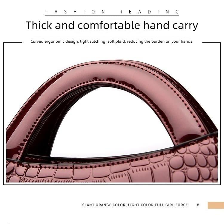 Crocodile pattern glossy handbag women's shoulder messenger bag