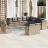 12 piece Garden Sofa Set with Cushions Beige Poly Rattan