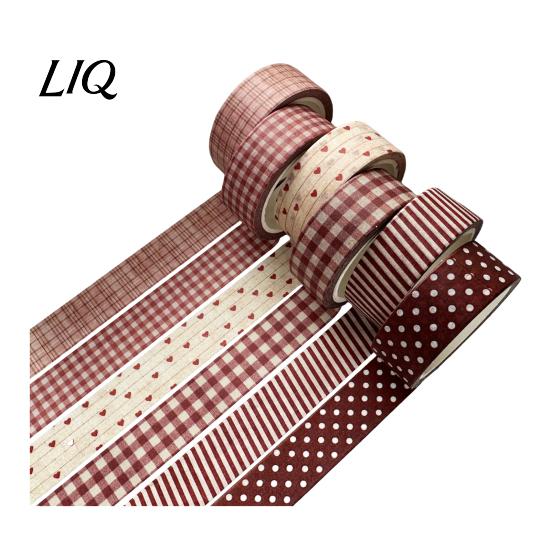 Artistic Washi Tape Roll 6 Rolls Plaid Set, Grid Checkered Pattern Masking Tape, Self Retro Adhesive Decorative for DIY Crafts, Journal, Scrapbook,