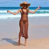 New Suspender Dress Side Split Long Hollow Bikini Outer Blouse Beach Skirt