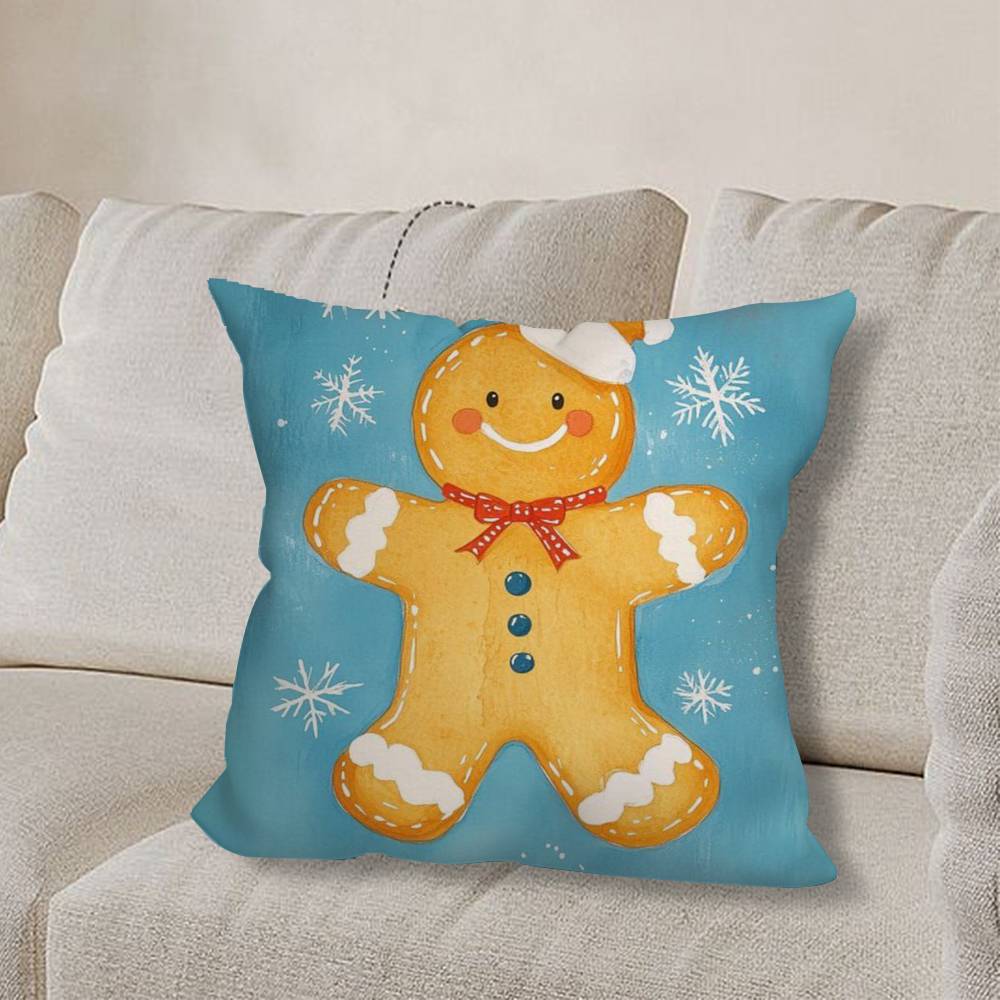 Christmas G-gingerbread Art Pillow Case Sofa Living Room Bedroom Headboard Backrest Cushion Square Cushion Nap Time
