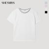 [She S miSS] Color MaTching Round Neck ShorT Sleeve T ShirT SwjTSp22030