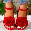 Women's Casual Flat Shoes,Flower Decoration Buckle Strap,Bow Ankle,One Strap,Fashion Sandals,Suitable for Summer Outdoor