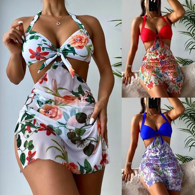 3 Teile/satz Frauen Bademode Halter Quick Dry Druck mit Rock Push