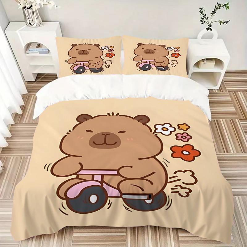3pcs Teddy Bear Bedding Set - 1 Duvet Cover + 2 Pillowcases(Core Not Included), Machine Washable Polyester yy251216117