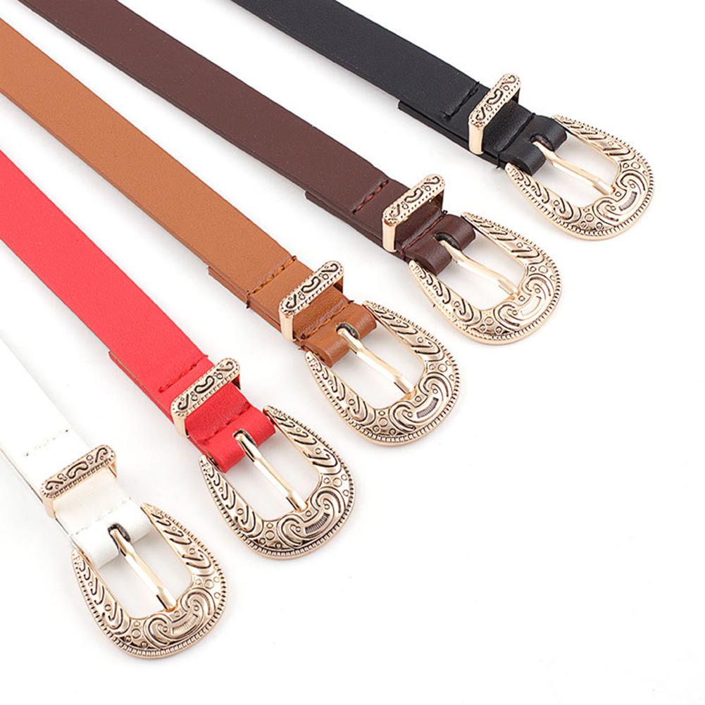 Women Retro Style Casual All Match Thin Metal Buckle Waist Belt