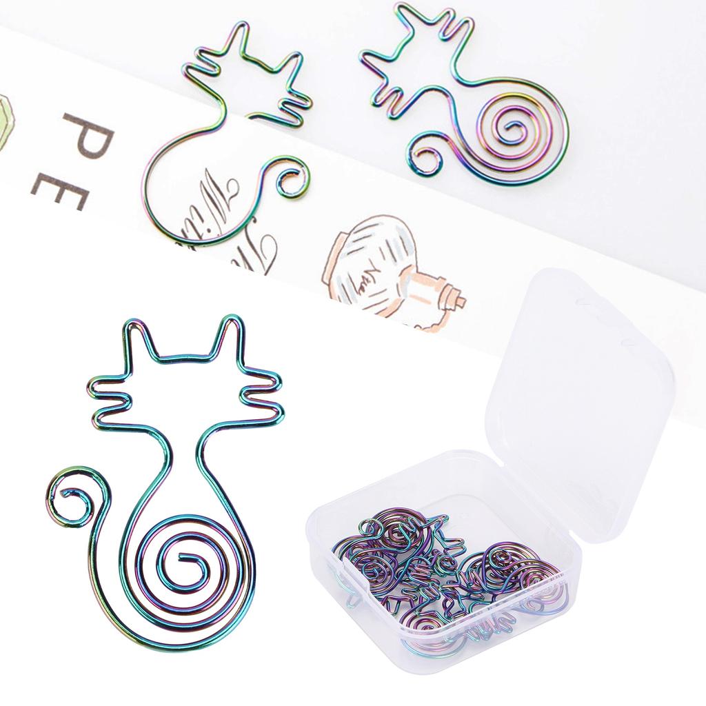 10PCS Büroklammer Tier Bunte Katzenform Kreativ Tragbar für Office Home Datei Notebook