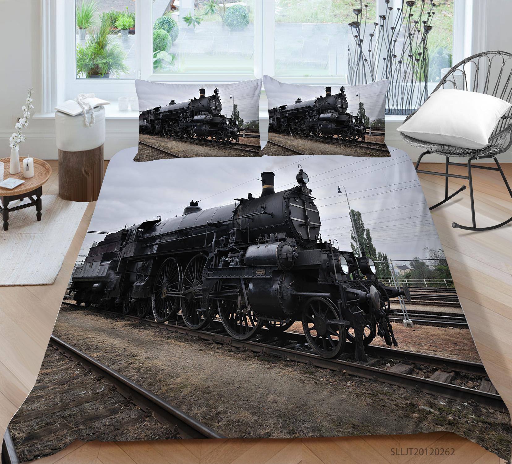 

Комплект постельного белья 3D Classic Train Series, винтажное транспортное одеяло и наволочка, 2/3 предмета, AU/DE/US/UK/EU, полноразмерное украшение для дома Baby 100x135cm