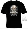Men's T-Shirt Floral Sugar Skull Crossbones Motorcycle Biker Tee Size S-XXL