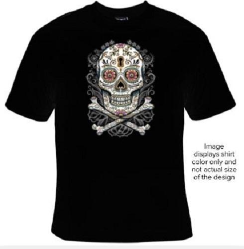 

Men s T-Shirt Floral Sugar Skull Crossbones Motorcycle Biker Tee Size S-XXL 5XL різнокольоровий