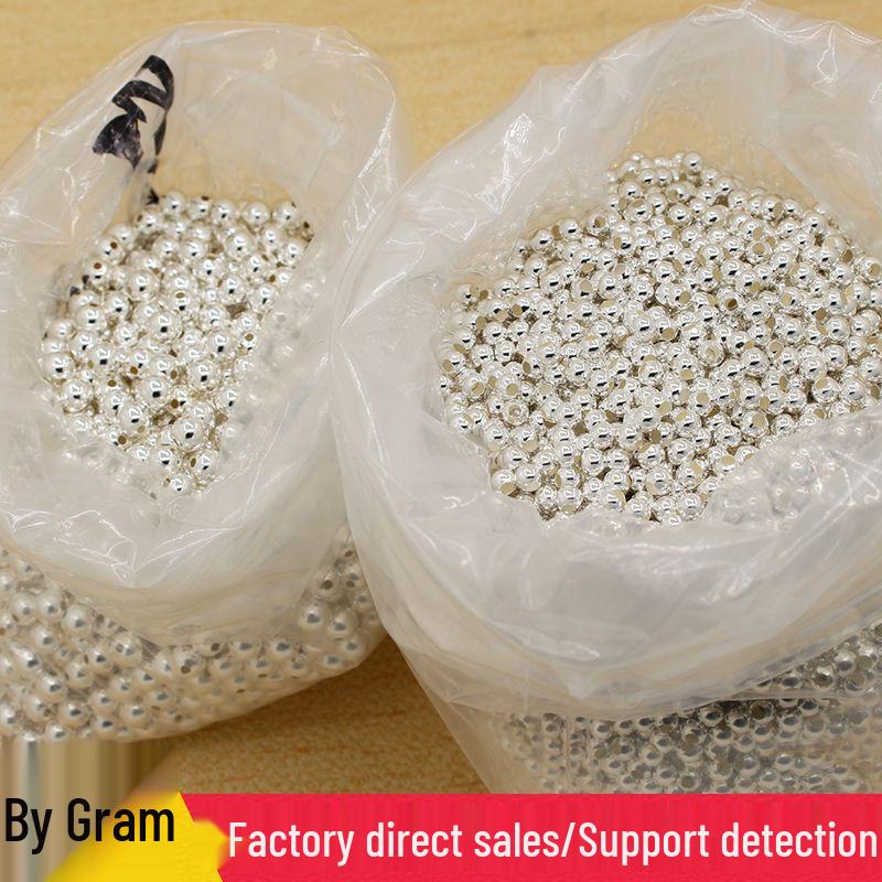 

Гладкие круглые бусины из стерлингового серебра 925 пробы для изготовления украшений своими руками, аксессуары из красной веревки 2 мм, простые разделительные бусины 7MM large hole each