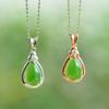 Hotan Jade Jasper S925 Silver Inlaid Water Drop Pendant Necklace