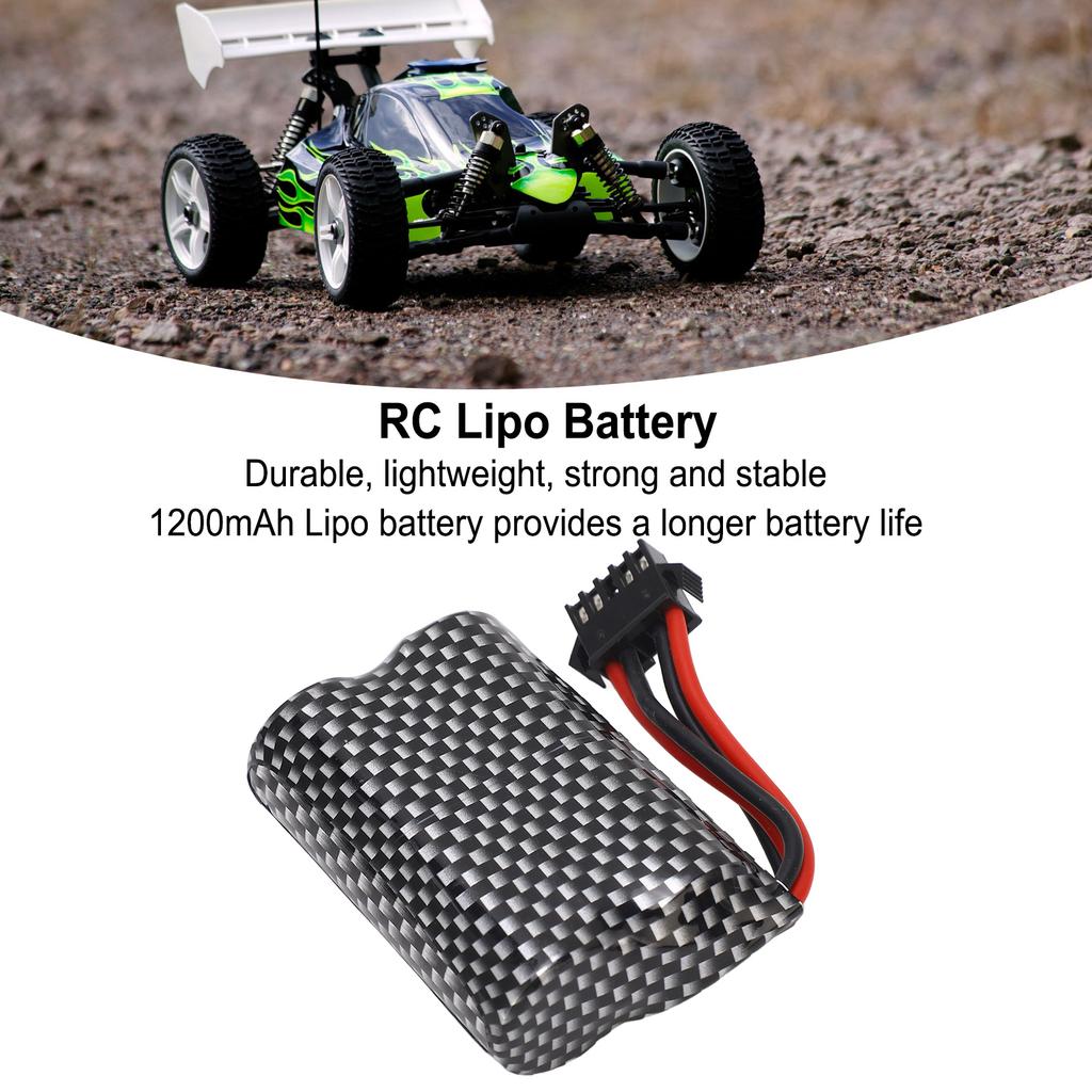 RC Lithium Battery 7.4V 1200mAh 8.88Wh with SM‑5P Plug Long Lifespan Lightweight for RC Cars Crawler