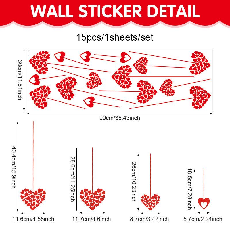 1pcs Valentine's Day Atmosphere Decorative Stickers,Heart-shaped Stickers For Glass Windows And Display Windows, Window Stickers