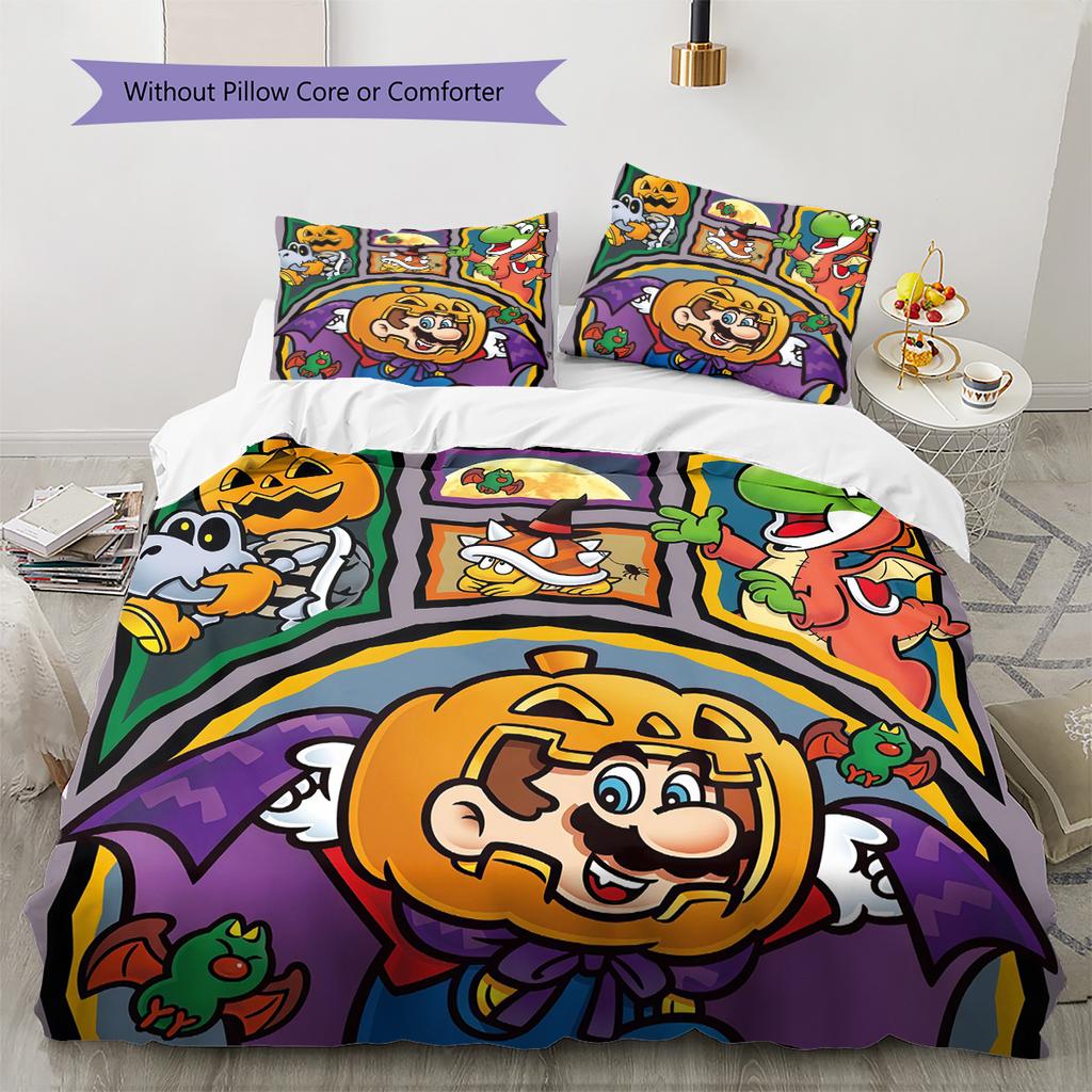 Super Mario Pattern Bedding Quilt Set Home Decoration Gift (1 * duvet cover + 2 * pillowcase without core)