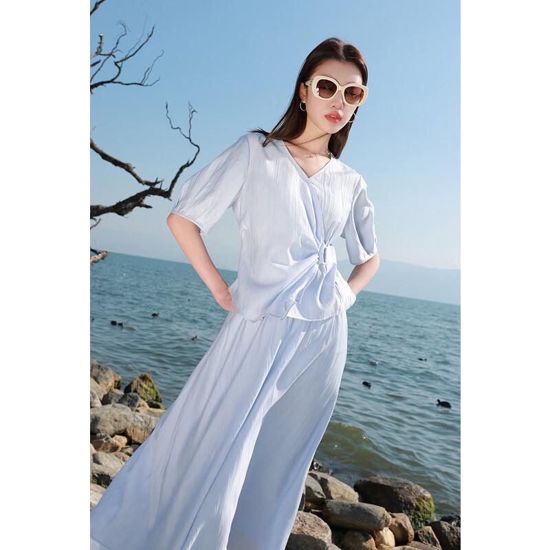 

Sancai Plus Size Textured V-Neck Top & Skirt Set 2XL (175/100B)