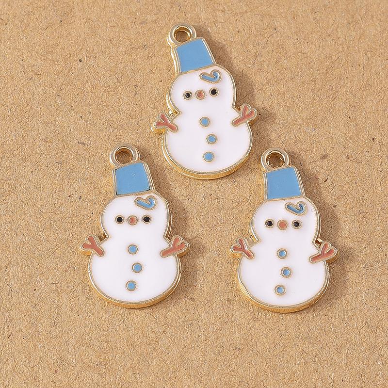10pcs Enamel Christmas Tree Snowman Pendant Charms for Jewelry Making Christmas Earrings Necklaces DIY Accessories Supplies
